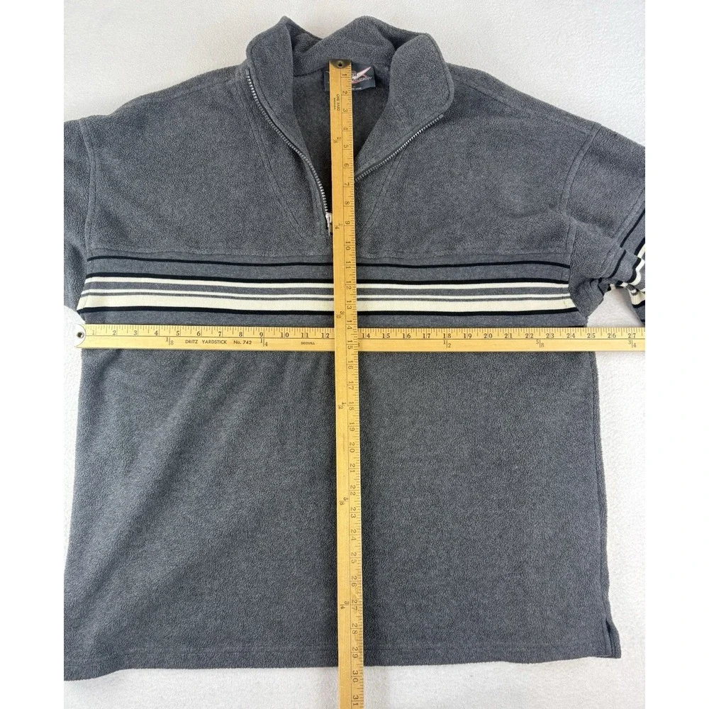 Zero Gravity Sweater Men's Size Large Vintage 1/4 Zip‎ Shirt Y2K Stripes Gray
